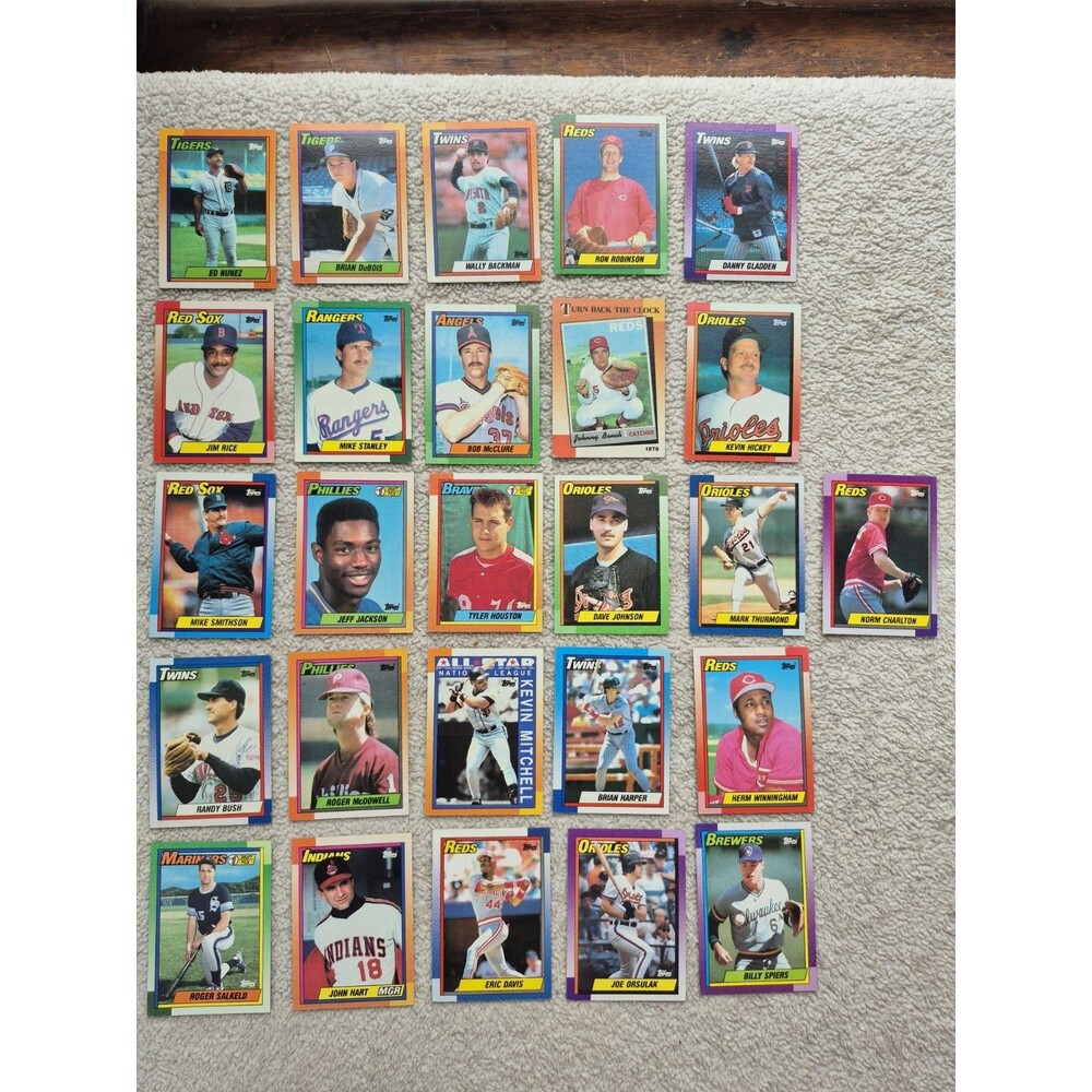 1990 Topps Baseball Card Lot 25 Cards Johnny Bench Jim Rice Eric Davis MLB